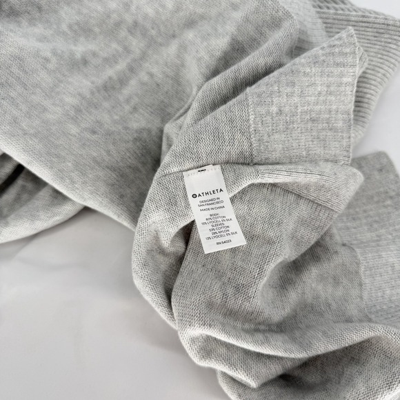 Athleta Sz M Gray Highland Crossback Crewneck Sweater Cotton Silk Blend Top‎ - Picture 6 of 9